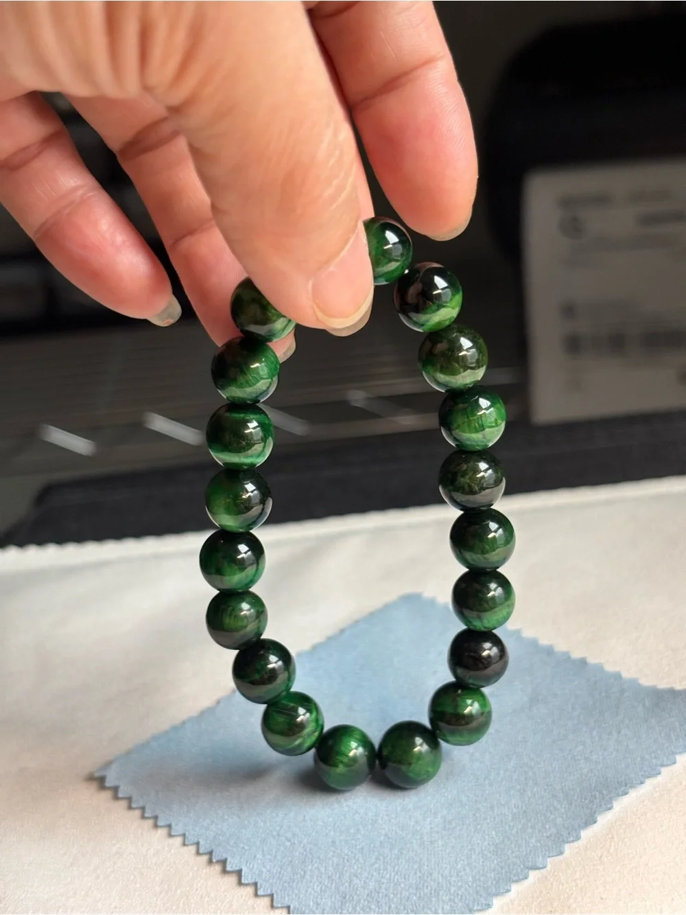 10mm Green Tiger Eye Beaded Stretch Bracelet - Women Jewelry
